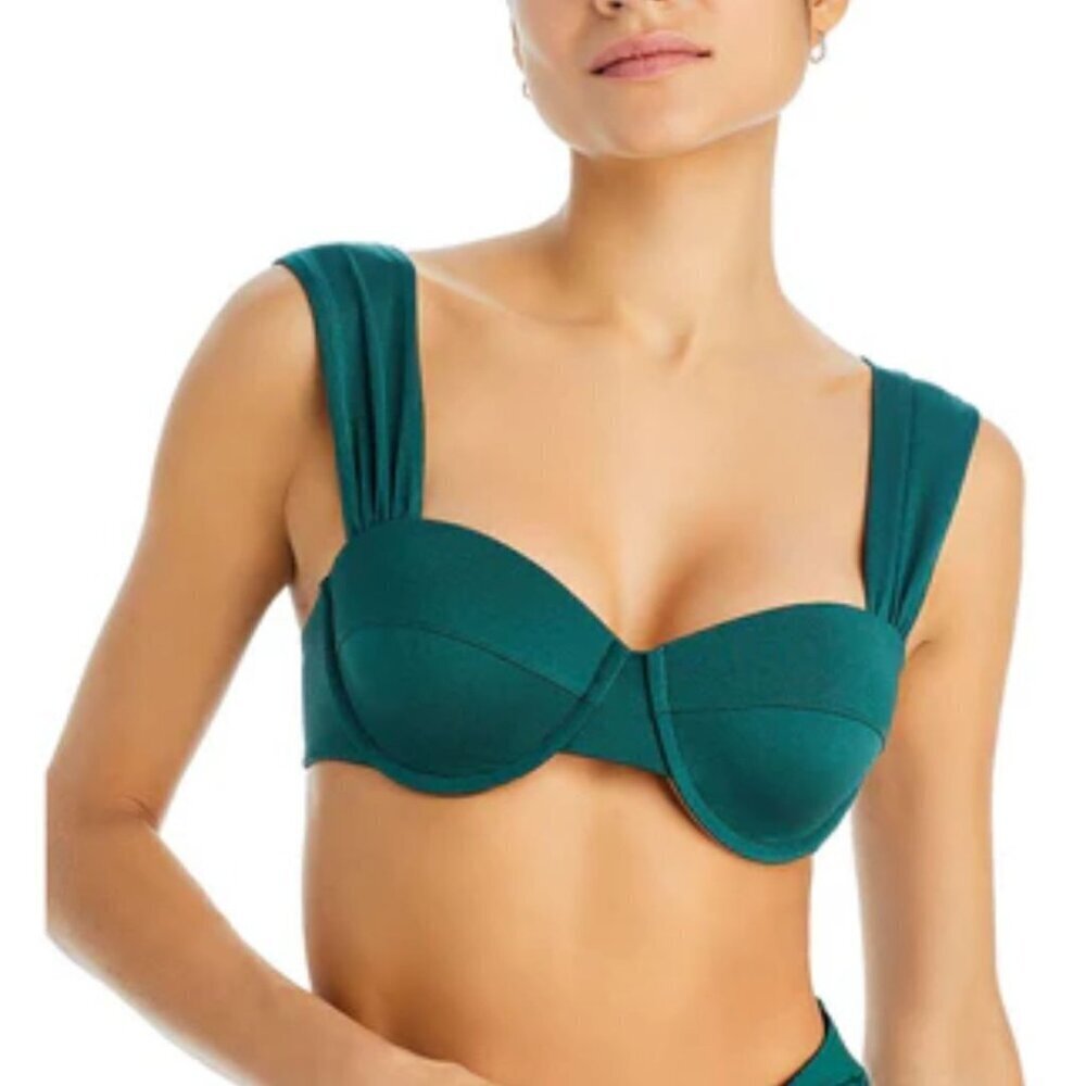 NWT EVARAE Audrey Underwire Bikini Luxury Swim Top Forest Green 6
